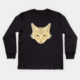 brown coyote face Kids Long Sleeve T-Shirt